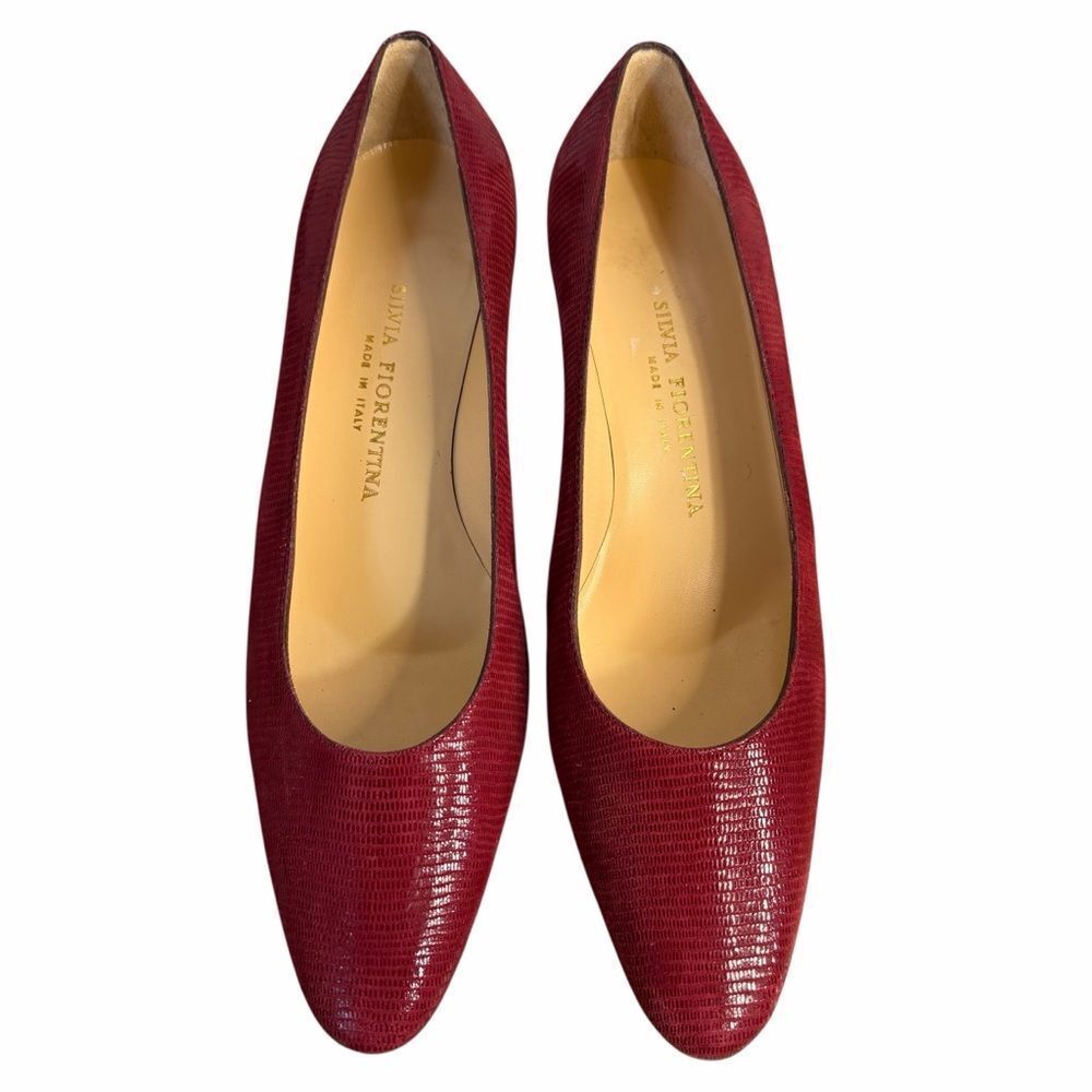 Silvia Fiorentina Dorian Pumps size 10M Red Italian Leather Heels Shoes